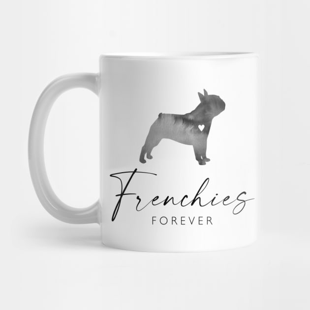 French Bull Dog Lover Gift - Ink Effect Silhouette - Frenchies Forever by Elsie Bee Designs